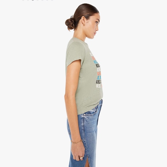 NWT Mother The Sinful Soft Slimfit Crewneck in Sage Green (Relax Baby Be Cool) - Picture 4 of 10